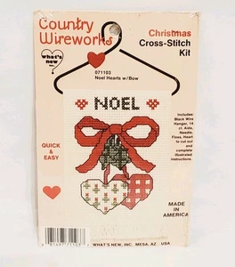 What's New Country Wireworks Christmas NOEL Hearts Cross Stitch Kit #071103 - Picture 1 of 10