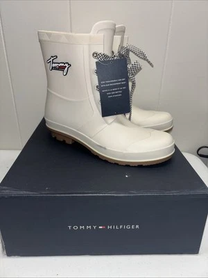 Tommy Hilfiger Botas de Lluvia Blancas Impermeable Caja Imitación Piel Forradas Tamar Talla 8 Leer Foto 1 de 4