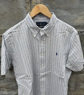 Polo Ralph Lauren Polo Para Hombres L Rayas Seersucker Abotonado Poni Preppy Foto 1 de 4