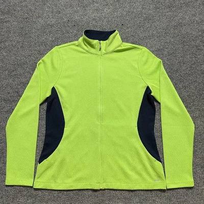 IZOD Golf Womens Full Zip Jacket Size M Neon Green Black Long Sleeve Activewear - Image 1 of 4