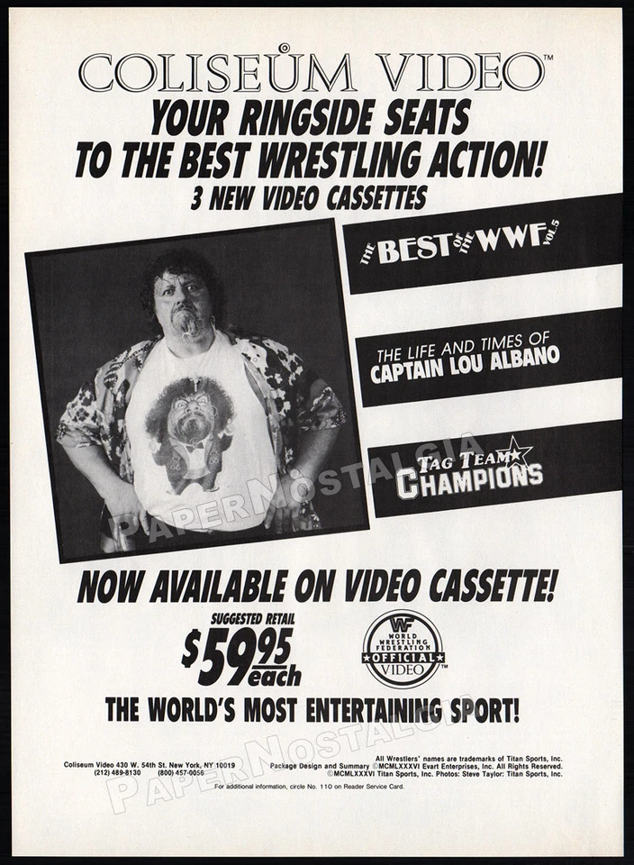 The Life and Times of CAPTAIN LOU ALBANO - Original 1986 print AD / ADVERT _ WWF - Image 1 of 1