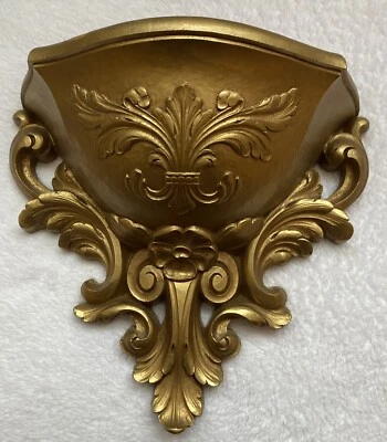 Aplique de pared Syroco Homco planta flor soporte plástico dorado 6050 vintage 1978 Foto 1 de 4