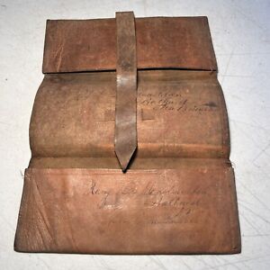 Early 19th Century Leather Tri Fold Billfold Wallet or Document case