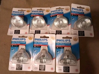 7 Philips 20W MR16 GU5.3 Base Indoor Flood Bulbs - Image 1 of 3