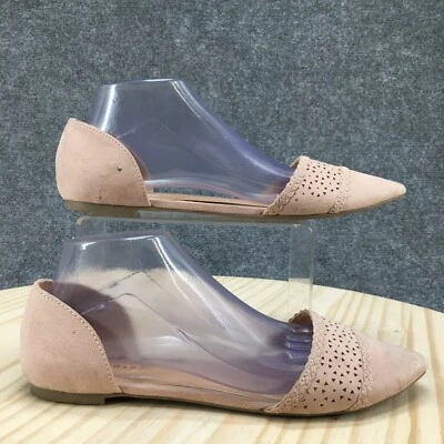 LC Lauren Conrad D'Orsay Flats Womens 10M Pink Laser Cut Slip On Suede Casual - Image 1 of 4