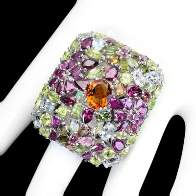 925 Sterlingsilber Ring Oval Citrin Aquamarin Smaragd Peridot Edelstein Geschenk - Bild 1 von 4