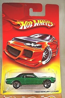 2007 Hot Wheels Walmart Exclusive Red Card 1968 MERCURY COUGAR Green w/Chrome5Sp - Image 1 of 4