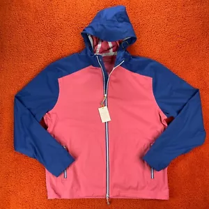 PETER MILLAR Mens XL Hyperlight 3L Link Hooded Jacket Cape Red $270 - Picture 1 of 11