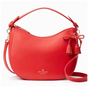 New AUTHENTIC NWT KATE SPADE LEATHER HAYES ST AIDEN RED HOBO CROSSBODY $298 - Picture 1 of 4