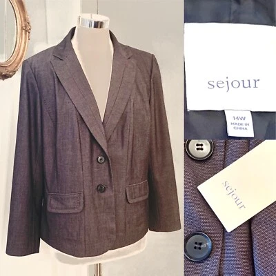 NWT Sejour Slate Gray Career Blazer Jacket Size 14W  Sz 14 New - Image 1 of 4