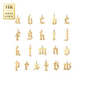 Dije Dije Dije Letra Alfabética Inicial Gótica Diamante Oro Sólido 14K REAL - Imagen 1 de 190