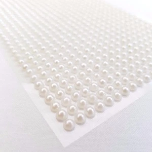 Ivory Flat Back Self Adhesive Sticky Pearls Gems Pearlescent Embellishment Decor - Picture 1 of 1