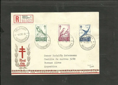 FINLAND TO ARGENTINA, 1952, TUBERCULOSIS, REGISTERED COVER, VERY NICE! - Image 1 of 2