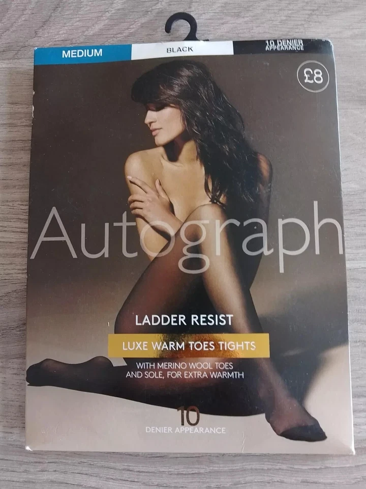 MALLAS M&S NEGRAS CÁLIDAS DEDOS 10 DENIER MARCAS GRANDES Y AUTÓGRAFO DE SPENCER Foto 1 de 1