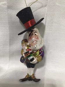 Russell Rhodes Blown Glass Santa Pirate Patch Christmas Ornament 7” Preowned - Picture 1 of 4