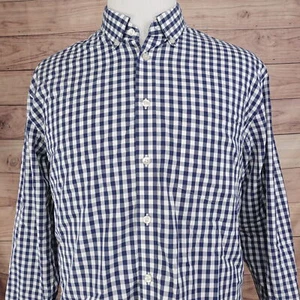 CHARLES TYRWHITT CLASSIC FIT NON IRON BLUE WHITE CHECK BUTTON UP SHIRT XL *READ - Picture 1 of 8