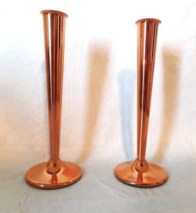 PAIR (2) Coppercraft Guild 8.25" Copper Bud Vase/Candlesticks Weighted - Picture 1 of 6