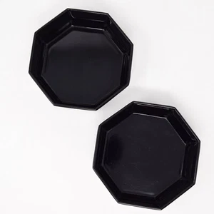 2 Octagon Glass Bowls Arcoroc France Octime Black 80s Vintage Modernist Soup Set - Imagen 1 de 10