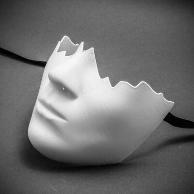 White Half Face Costume Masquerade Ball Festival Venetian Halloween Party Mask - Image 1 of 3