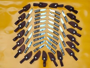 LOTE DE 30 CUCHILLOS SKINNER DE CAZA HECHOS A MANO PERSONALIZADOS DE ACERO INOXIDABLE DE 6" con FUNDA JW - Imagen 1 de 8