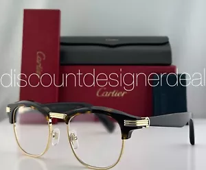 Cartier Round Eyeglasses CT0496O 002 Gold Metal Havana Brown Frame Clear Lens 52 - Picture 1 of 8