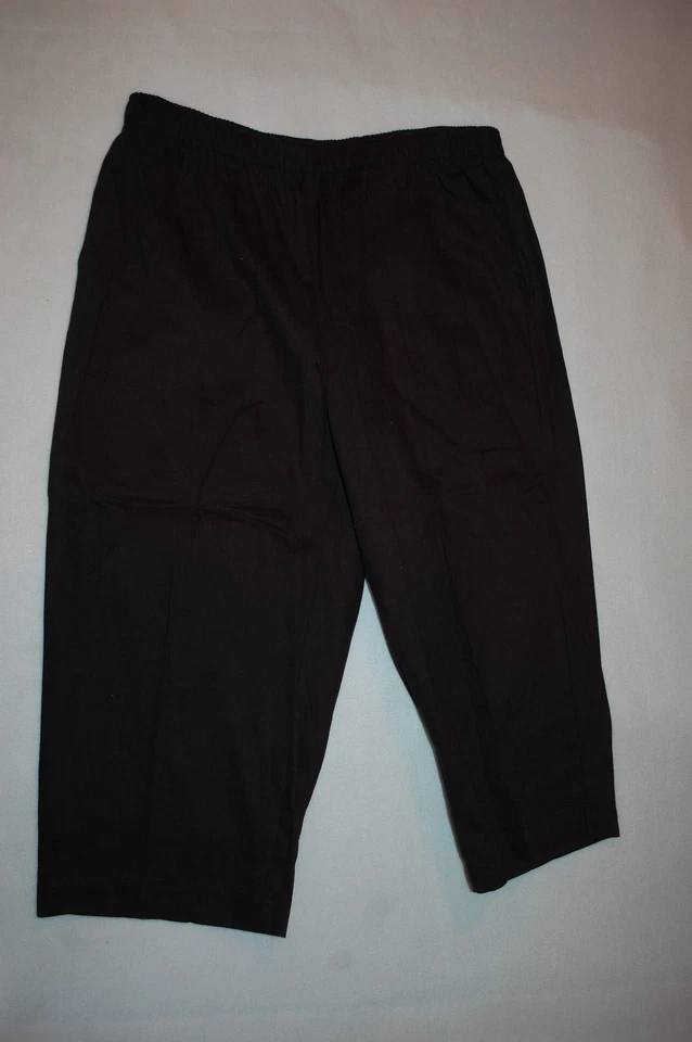 PANTALONES RECORTADOS TEJIDOS NEGROS CAPRIS PARA MUJER Cintura Elástica, 2 Bolsillos S M  Foto 1 de 1