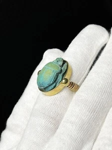Ägyptischer Skarabäus Ring mit einzigartiger Schnitzerei - Handarbeit in Ägypten, Vintage Skarabäus - Bild 1 von 7