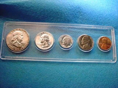 1955 PHILADELPHIA 5 COIN MINT SET ALL BU COINS 90% SILVER!!    #20 - Image 1 of 4