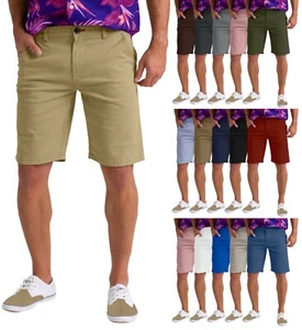 Mens Chino Shorts Casual Slim Fit Stretch Classic Relaxed Golf Summer Half Pant - Picture 1 of 91