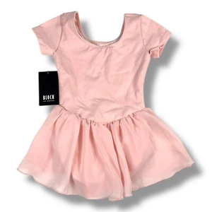 Bloch Girls' Tiffany Short Sleeve Leotard with Skirt Light Pink Size 4-6 US NWT - Picture 1 of 3