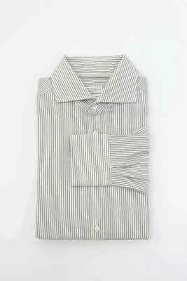 Новый с Ярлыками $1070 Brunello Cucinelli мужчин основной крой полоски трикотажа рубашка на пуговицах 48/38 A238 - Изображение 1 из 4