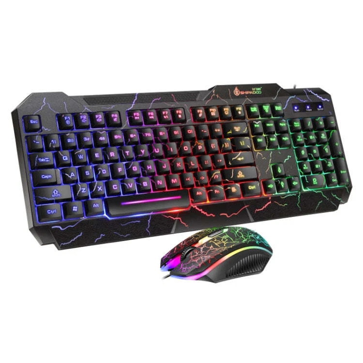 SHIPADOO D620 104-key Wired RGB Color Cracked Backlight Gaming Keyboard Mouse Ki - Image 1 of 4