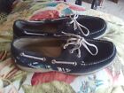  Sperry Bluefish Navy Blue Plaid Leather Top-Sider Boat Shoes Women's Sz 9 M EUC