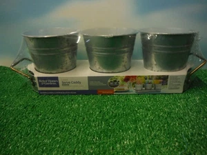2017 BETTER HOMES & GARDENS 4 PIECE GALVANIZED SERVE CADDY *NEW* - Picture 1 of 10