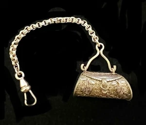 Antique Victorian Gold Filled Forget Me Not Flower Purse Fob Charm Pendant—777 - Picture 1 of 8