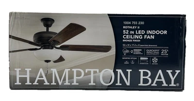 Hampton Bay Rothley II 52 in. Indoor LED Bronze Ceiling Fan with Light Kit - Image 1 of 4