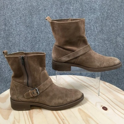 Nine West Botas Mujer 10 M Hanzil Cremallera Lateral Motociclista Botines Marrón Gamuza Cuero Foto 1 de 4