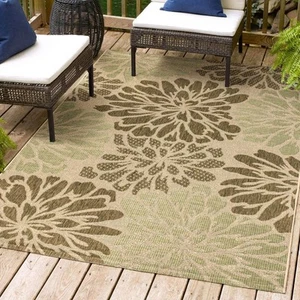 JONATHAN Y Zinnia Modern Floral Sage/Brown 7 ft. 9 in. x 10 ft. Textured Weave - Picture 1 of 12
