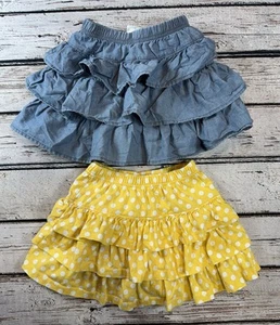 Hanna Andersson Skort 5 110 Cotton Tiered Yellow Chambray Scooter Skirt Lot - Picture 1 of 3