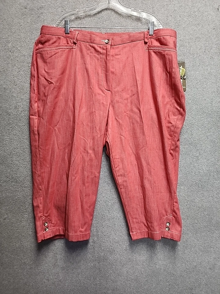 Pantalones Capri Tan Jay Talla Grande Rojo Talla 22W Denim Anchos Nuevos con Etiquetas Foto 1 de 4
