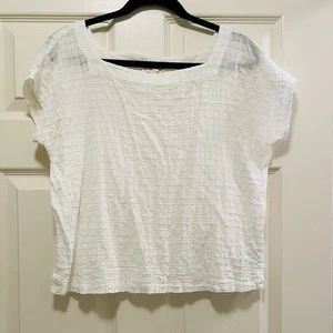EILEEN FISHER Shirt weiß Voile Box Bio-Baumwolle Flügelärmel eckiger Ausschnitt Gr. S - Bild 1 von 5