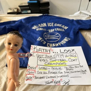 Vintage 1979 Girls Softball Champions Jacket, Kathy Nice Condition Ice Cream  - Picture 1 of 19