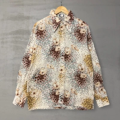 Vintage Sears Jeans Joint Floral Crazy Wide Collar Button Up Western Shirt XL - Image 1 of 4