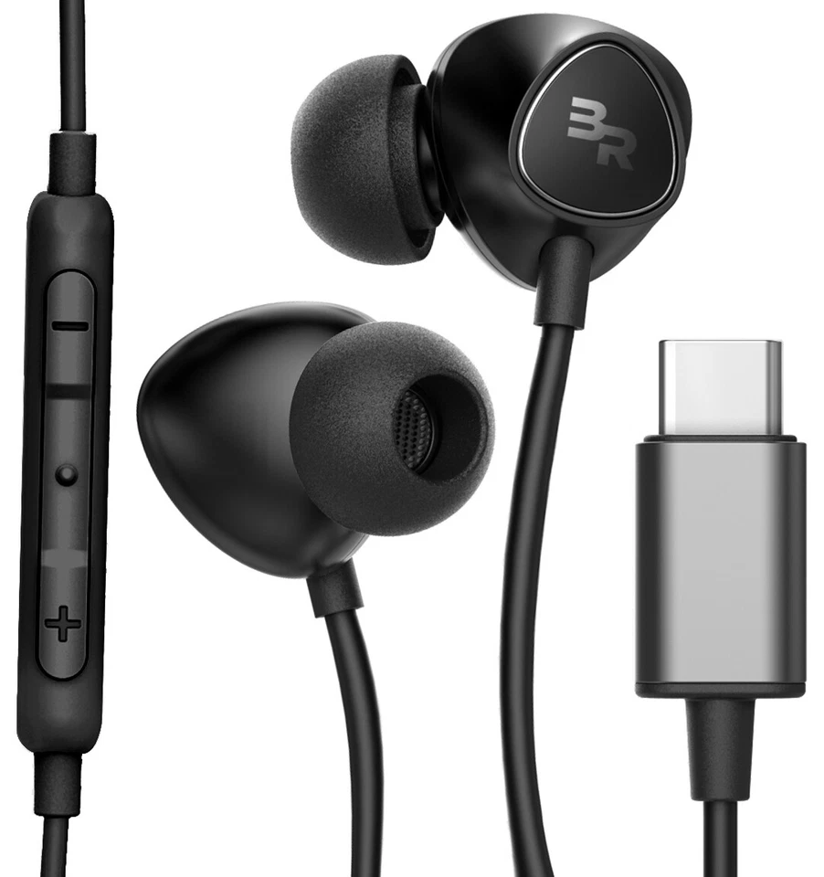 Type C Headphones In Ear Wired USB C Earphones w Microphone for iPad Pro/Samsung - Image 1 of 4