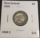 New Zealand 1934 Sixpence 6d KM# 2 #044 #32A