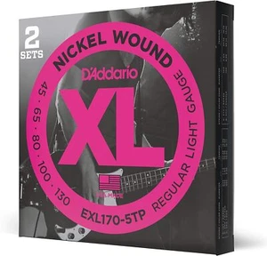Bass Guitar Strings 45-130 D'Addario EXL170-5TP 5-String Twin Pack - Picture 1 of 2