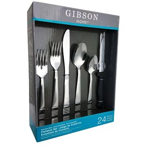 Gibson Palmore Plus 24 Piece Stainless Steel Flatware Set with 4 Steak Knives - Picture 1 of 1