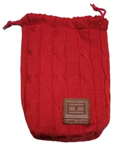 Tommy Hilfiger Red Cable Knit Toiletry Travel Gym Makeup Draw String Bag Pouch - Picture 1 of 10