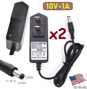 2-Pack 10V 1A AC Adapter (wall wart) Power Supply with 5.5x2.1mm Plug - Imagen 1 de 8