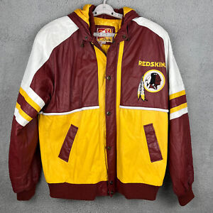 Vintage G III/Carl Banks Washington Redskins Leather Hooded Jacket Large Tall